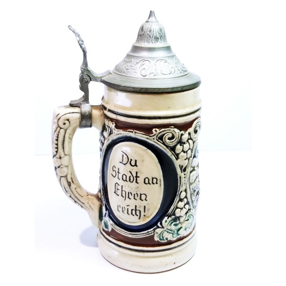 Antique Other - Antique Pewter German Stein Rare Style